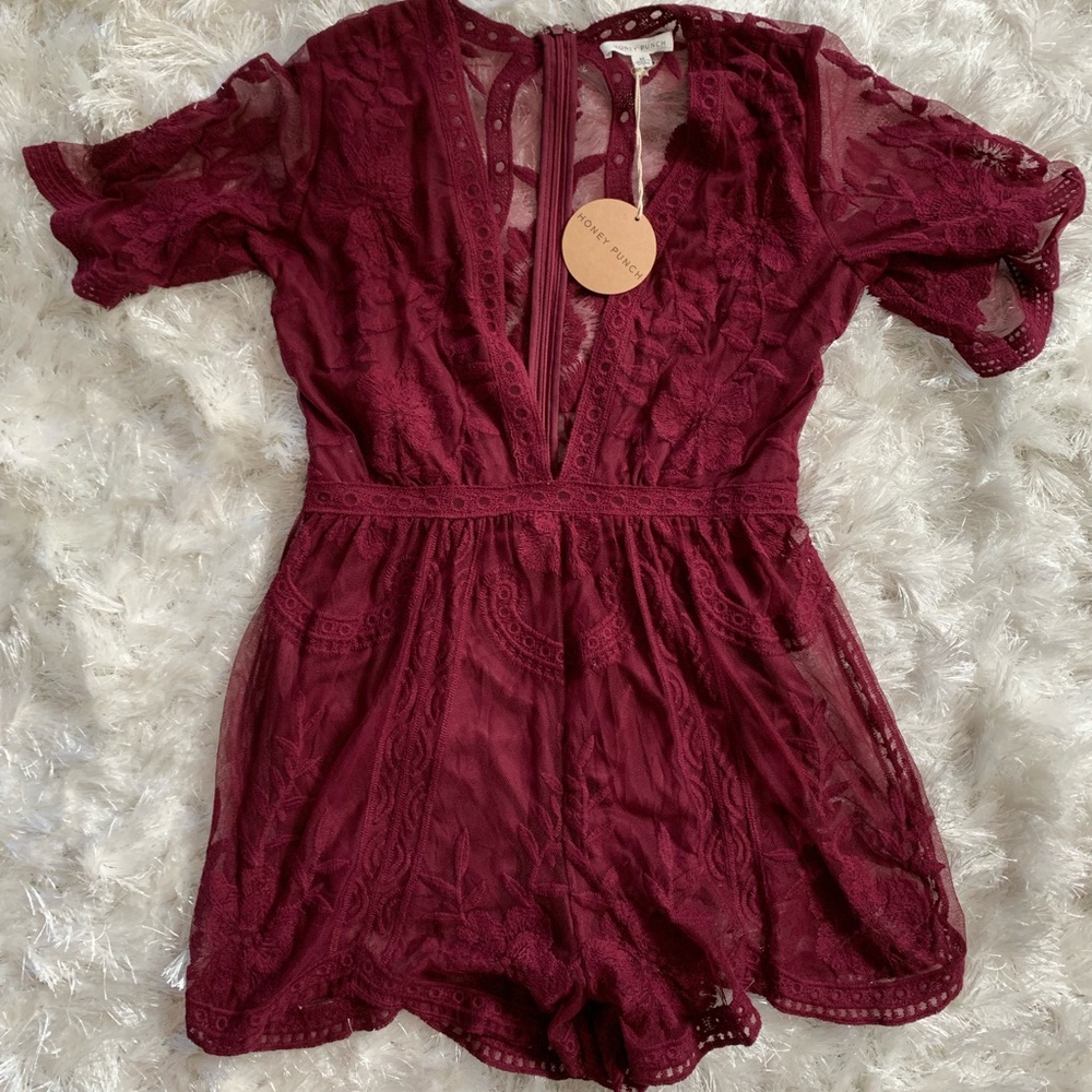 Wine Lace Romper